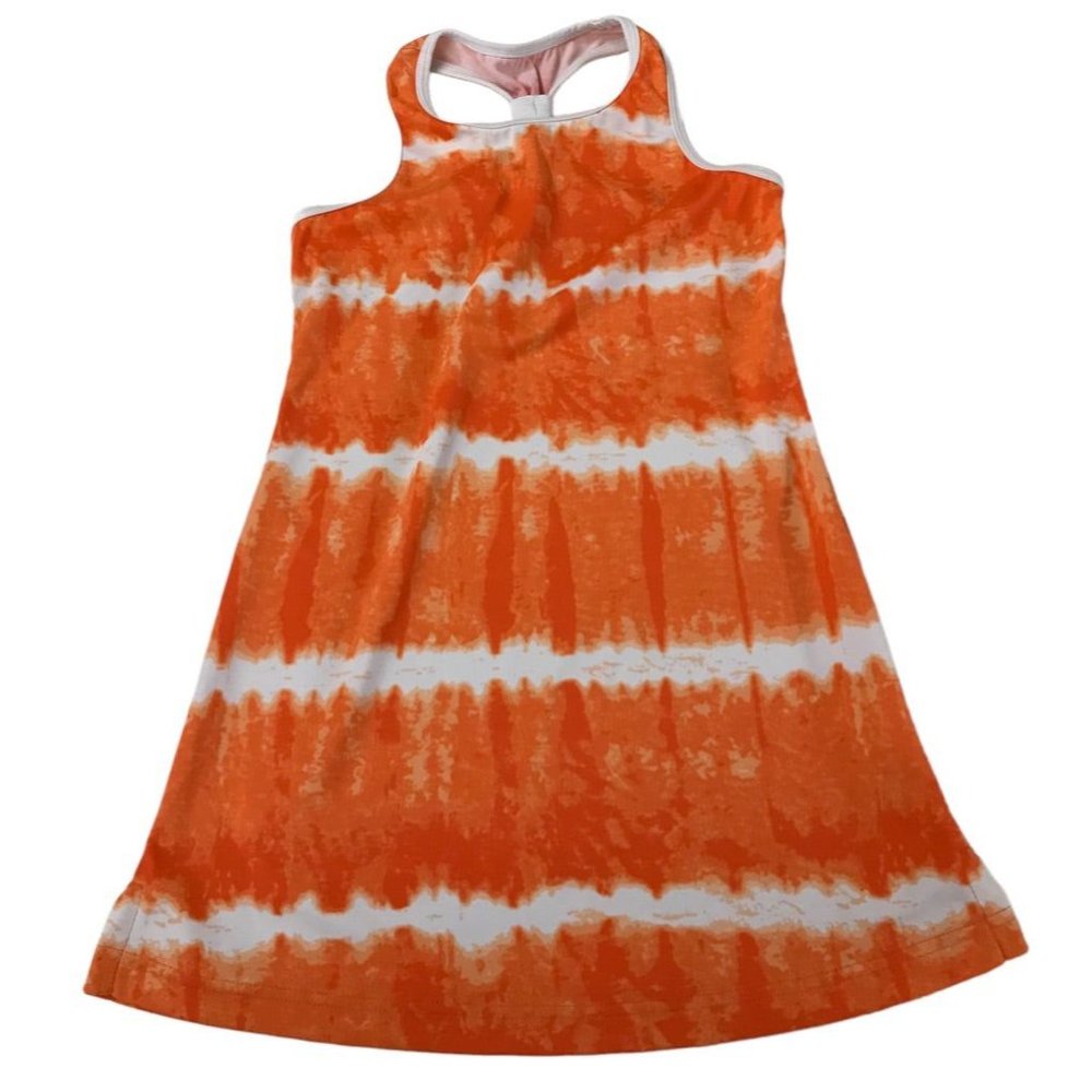 Medium (5/6) Lands' End Girls‎ Orange White Tie Dye Athletic Dress